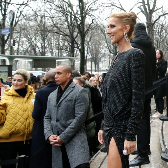 Céline Dion quitte l'hôtel De Crillon pour se rendre au Grand Palais et assister au défilé Haute Couture printemps-été 2019 "Alexandre Vauthier". Paris, le 22 janvier 2019.
