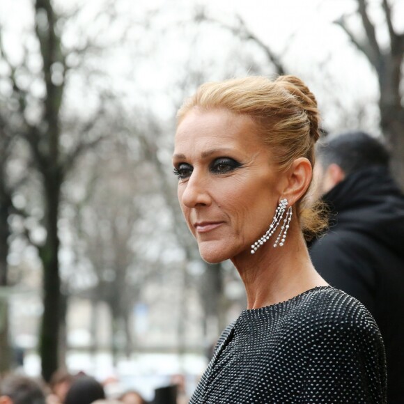 Céline Dion quitte l'hôtel De Crillon pour se rendre au Grand Palais et assister au défilé Haute Couture printemps-été 2019 "Alexandre Vauthier". Paris, le 22 janvier 2019.