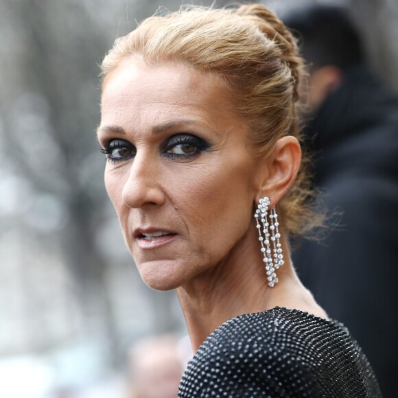 Céline Dion quitte l'hôtel De Crillon pour se rendre au Grand Palais et assister au défilé Haute Couture printemps-été 2019 "Alexandre Vauthier". Paris, le 22 janvier 2019.