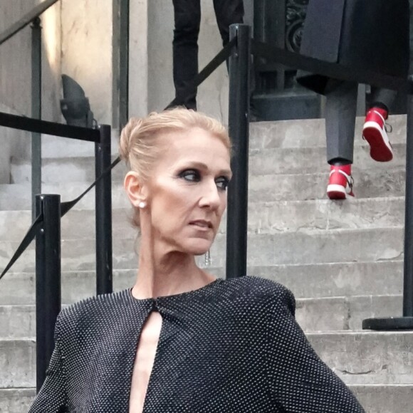 Céline Dion quitte l'hôtel De Crillon pour se rendre au Grand Palais et assister au défilé Haute Couture printemps-été 2019 "Alexandre Vauthier". Paris, le 22 janvier 2019.