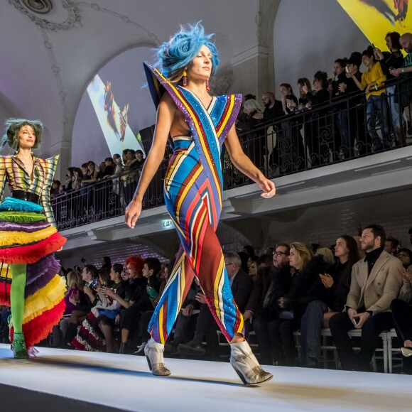 Gilles Dufour, Catherine Deneuve, Irina Shayk, Derek Blasberg, Kat Graham et Line Renaud - People au défilé de mode Haute-Couture printemps-été 2019 "Jean Paul Gaultier" à Paris. Le 23 janvier 2019 © Olivier Borde / Bestimage People at the Jean Paul Gaultier fashion show in Paris. On january 23rd 201923/01/2019 - Paris