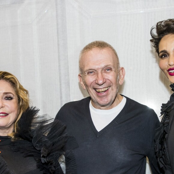 Catherine Deneuve, Jean-Paul Gaultier et Farida Khelfa - Backstage du défilé de mode Haute-Couture printemps-été 2019 "Jean Paul Gaultier" à Paris. Le 23 janvier 2019 © Olivier Borde / Bestimage Backstage of the Jean Paul Gaultier fashion show in Paris. On january 23rd 201923/01/2019 - Paris