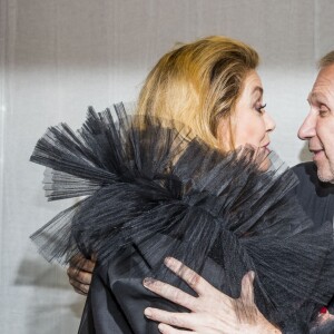 Catherine Deneuve et Jean-Paul Gaultier - Backstage du défilé de mode Haute-Couture printemps-été 2019 "Jean Paul Gaultier" à Paris. Le 23 janvier 2019 © Olivier Borde / Bestimage Backstage of the Jean Paul Gaultier fashion show in Paris. On january 23rd 201923/01/2019 - Paris