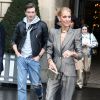Céline Dion et Pepe Munoz sortent de l'hôtel de Crillon à Paris pour se rendre au défilé RVDK Ronald Van Der Kemp, le 23 janvier 2019