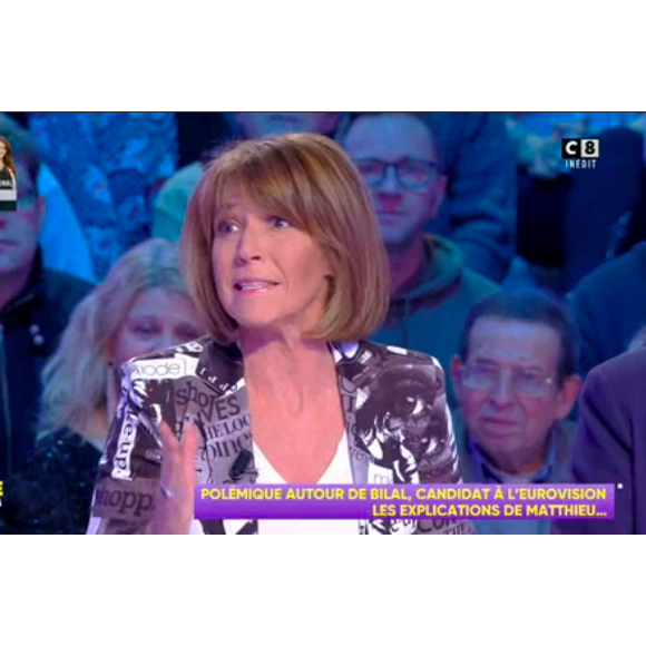 Catherine Rambert s'excusant dans "TPMP People" après ses propos décriés contre Bilal Hassani, le 25 janvier 2019.