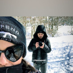 Alizée et son frère Johann Jacotey à la neige en Corse, le 26 janvier 2019.