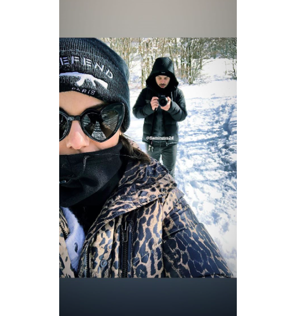 Alizée et son frère Johann Jacotey à la neige en Corse, le 26 janvier 2019.