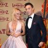 Pamela Anderson, Maxime Dereymez - People à la soirée "Lambertz Monday Night", sous la devise "Rockin Chocolate", à Cologne. Le 28 janvier 2019