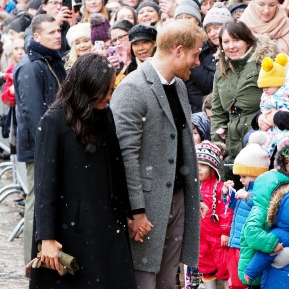 Le prince Harry, duc de Sussex, et Meghan Markle, duchesse de Sussex, enceinte, visitent le Bristol Old Vic. à Bristol le 1er février 2019.