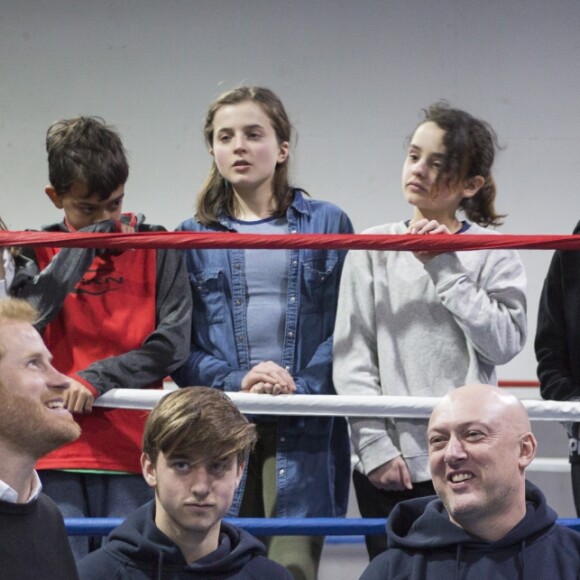 Le prince Harry, duc de Sussex, et Meghan Markle, duchesse de Sussex, enceinte visitent l'association Empire Fighting Chance qui utilise la boxe pour soutenir les enfants qui échouent à l'école. Bristol le 1er février, 2019