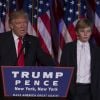 Donald Trump et son fils Barron - Le 45e président des Etats-Unis, Donald Trump, s'adresse à ses militants au New York Hilton Midtown dans les premières heures du matin à New York le 9 novembre 2016.
