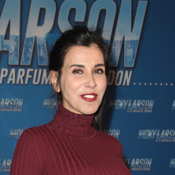 Reem Kherici (enceinte) à l'avant-première du film "Nicky Larson et le Parfum de Cupidon" au cinéma Le Grand Rex à Paris, France, le 1er février 2019. © Coadic Guirec/Bestimage