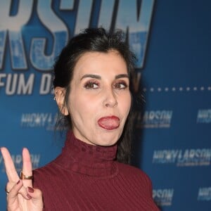 Reem Kherici (enceinte) à l'avant-première du film "Nicky Larson et le Parfum de Cupidon" au cinéma Le Grand Rex à Paris, France, le 1er février 2019. © Coadic Guirec/Bestimage