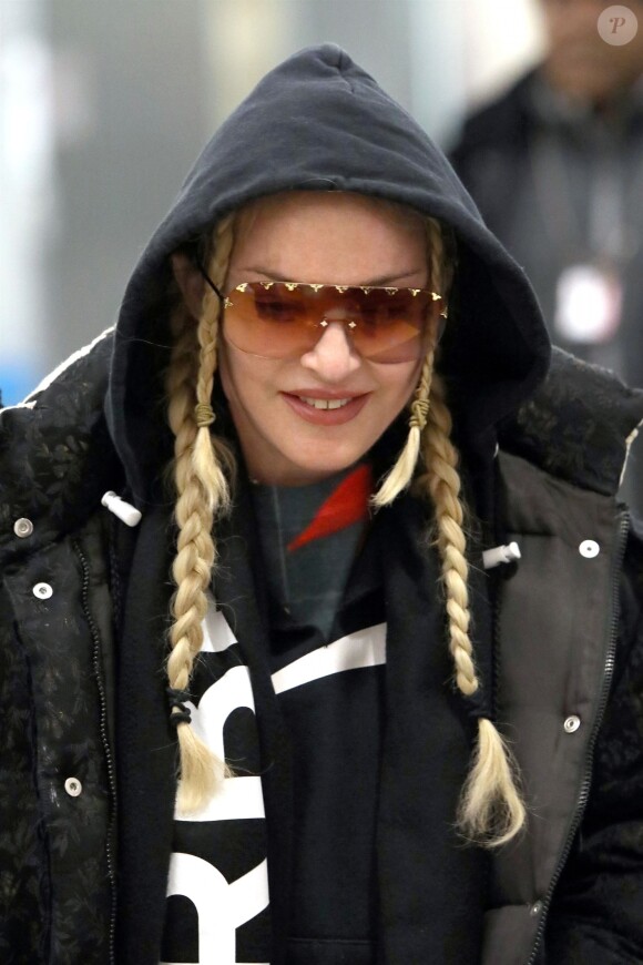 Exclusif - Madonna arrive à l'aéroport de JFK à New York, le 28 janvier 2019