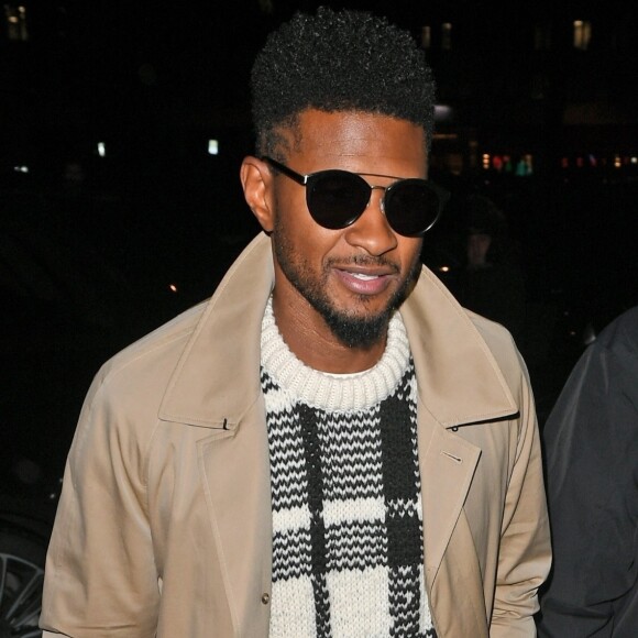 Usher à la sortie du club "Annabel's" à Londres, le 5 décembre 2018.