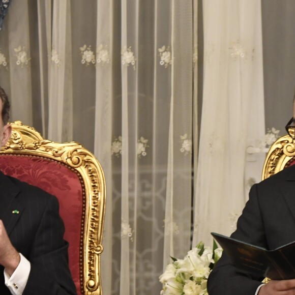 Le roi Felipe VI d'Espagne et le roi Mohamed VI du Maroc ont donné une conférence de presse au Palais Royal à Rabat, le 13 février 2019.