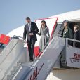 Le roi Felipe VI d'Espagne et la reine Letizia à leur arrivée à Rabat au Maroc le 13 février 2019, dans le cadre d'une visite officielle de deux jours.