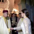  Le roi Felipe VI et la reine Letizia d'Espagne, superbe dans une tenue signée Felipe Varela, étaient les invités du roi Mohammed VI du Maroc et de ses proches (ici le prince héritier Moulay El Hassan) pour un dîner d'Etat au palais royal à Rabat le 13 février 2019 dans le cadre de leur visite officielle de deux jours au Maroc. 