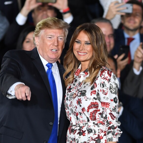 Le président Donald Trump et la première dame Melania Trump parle devant le Venezuelan American Community au Florida international University Ocean Bank Convocation Center à Miami en Floride, le 18 février 2019