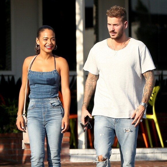 Matt Pokora et sa compagne Christina Milian sont allés déjeuner en amoureux au restaurant Mauro à coté de Fred Segal à West Hollywood. Le 25 octobre 2018.
