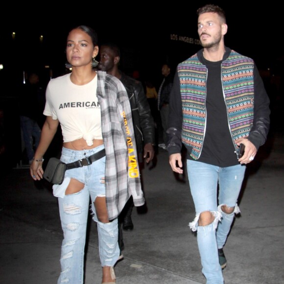 Christina Milian et M. Pokora ( Matt Pokora ) arrivent au concert de Drake à Los Angeles le 15 Octobre 2018.