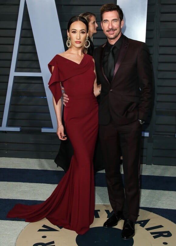 Maggie Q et son compagnon Dylan McDermott à la soirée Vanity Fair Oscar au Wallis Annenberg Center à Beverly Hills, le 4 mars 2018