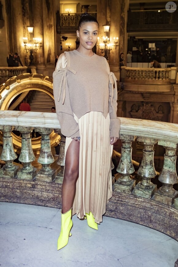 Tina Kunakey (enceinte) - People au défilé de mode prêt-à-porter autome-hiver 2019/2020 "Stella McCartney" à Paris le 4 mars 2019. © Olivier Borde/Bestimage