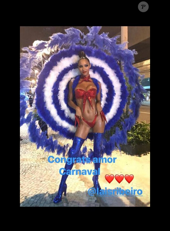 Joakim Noah félicite Lais Ribeiro pour sa participation au carnaval de Rio le 4 mars 2019.