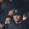 Vianney Bureau (Vianney) et sa compagne Catherine Robert dans les tribunes du parc des Princes lors du match de 8ème de finale retour de Ligue des champions opposant le Paris Saint-Germain à Manchester Unted à Paris, France, le 6 mars 2019. © Cyril Moreau/Bestimage