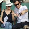 Le chanteur Vianney (Vianney Bureau) et sa compagne Catherine Robert dans les tribunes des Internationaux de France de Tennis de Roland Garros à Paris, le 10 juin 2018. © Jacovides/Moreau/Bestimage