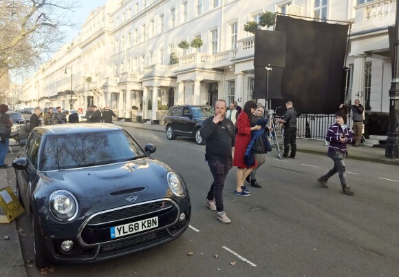 Exclusif - Famke Janssen sur le tournage du film The Capture à Londres le 27 février 2019.