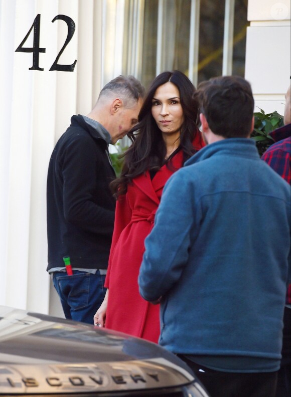 Exclusif - Famke Janssen sur le tournage du film The Capture à Londres le 27 février 2019.