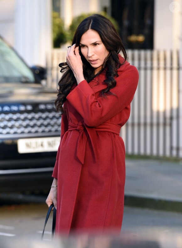 Exclusif - Famke Janssen sur le tournage du film The Capture à Londres le 27 février 2019.