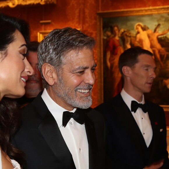 George Clooney et sa femme Amal Clooney avec le prince Charles - Dîner "The Princes Trust" au Buckingham Palace à Londres, le 12 mars 2019.