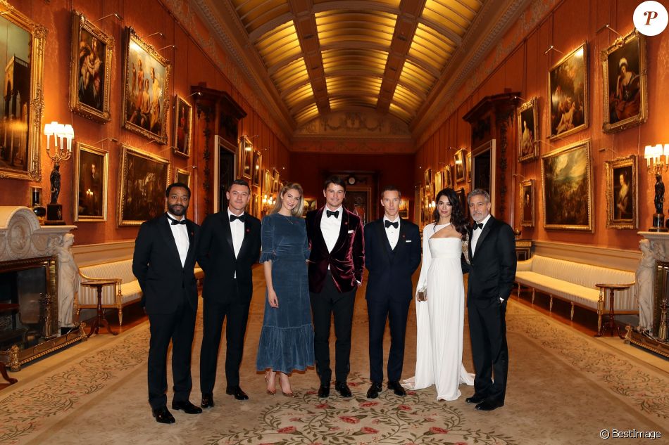  Chiwetel Ejiofor, Luke Evans, Tamsin Egerton, Josh Hartnett, Benedict Cumberbatch, George Clooney et sa femme Amal Clooney - Dîner &quot;The Princes Trust&quot; au Buckingham Palace à Londres, le 12 mars 2019.  