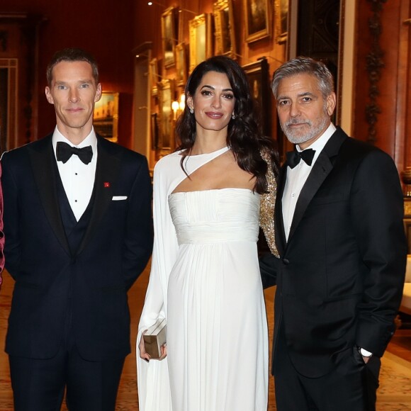Chiwetel Ejiofor, Luke Evans, Tamsin Egerton, Josh Hartnett, Benedict Cumberbatch, George Clooney et sa femme Amal Clooney - Dîner "The Princes Trust" au Buckingham Palace à Londres, le 12 mars 2019. 
