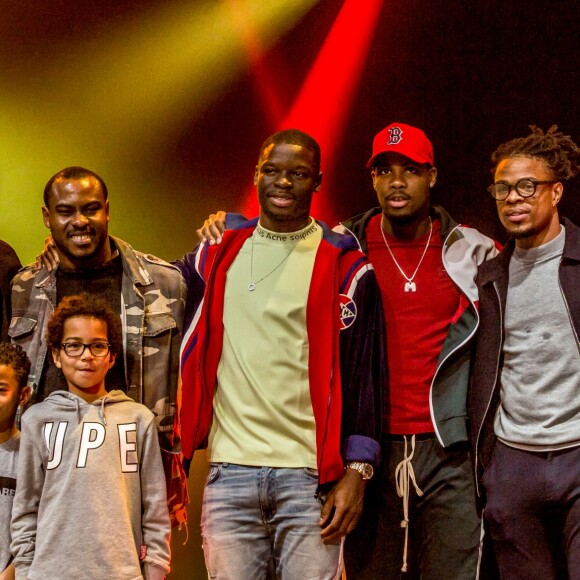 Adil Rami, les joueurs du Losc Mike Maignan, Adama Soumaoro et Rio Mavuba à Lille, le 19 mars 2019.