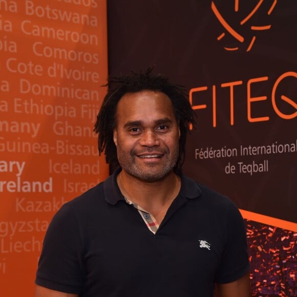 Christian Karembeu, l'ancien footballeur français, participe à la 28ème édition du SPORTEL au Grimaldi Forum le 24 octobre 2017 à Monaco, pour présenter le Teqball. Le Teqball est une mélange de foot et de ping pong qui se joue à deux contre deux sur une table transformée. © Bruno Bebert / Bestimage