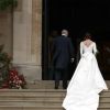 La princesse Eugenie d'York (robe Peter Pilotto) et le prince Andrew, duc d'York - Les invités arrivent à la chapelle St. George pour le mariage de la princesse Eugenie d'York et Jack Brooksbank au château de Windsor, Royaume Uni, le 12 octobre 2018.