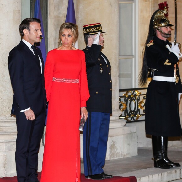 Le président de la République Emmanuel Macron et sa femme Brigitte Macron reçoivent le président de la République populaire de Chine XI Jinping et sa femme femme Peng Liyuan au palais de l'Elysée pour un dîner d'état, Paris, le 25 mars 2019. ©Dominique Jacovides / Bestimage