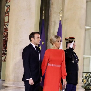 Le président de la République Emmanuel Macron et sa femme Brigitte Macron reçoivent le président de la République populaire de Chine XI Jinping et sa femme femme Peng Liyuan au palais de l'Elysée pour un dîner d'état, Paris, le 25 mars 2019. ©Dominique Jacovides / Bestimage