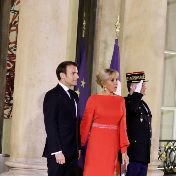 Le président de la République Emmanuel Macron et sa femme Brigitte Macron reçoivent le président de la République populaire de Chine XI Jinping et sa femme femme Peng Liyuan au palais de l'Elysée pour un dîner d'état, Paris, le 25 mars 2019. ©Dominique Jacovides / Bestimage