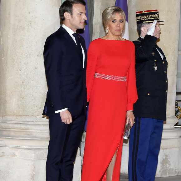 Le président de la République Emmanuel Macron et sa femme Brigitte Macron reçoivent le président de la République populaire de Chine XI Jinping et sa femme femme Peng Liyuan au palais de l'Elysée pour un dîner d'état, Paris, le 25 mars 2019. ©Dominique Jacovides / Bestimage