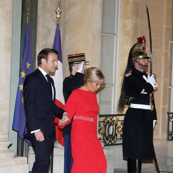 Le président de la République Emmanuel Macron et sa femme Brigitte Macron reçoivent le président de la République populaire de Chine XI Jinping et sa femme femme Peng Liyuan au palais de l'Elysée pour un dîner d'état, Paris, le 25 mars 2019. ©Dominique Jacovides / Bestimage