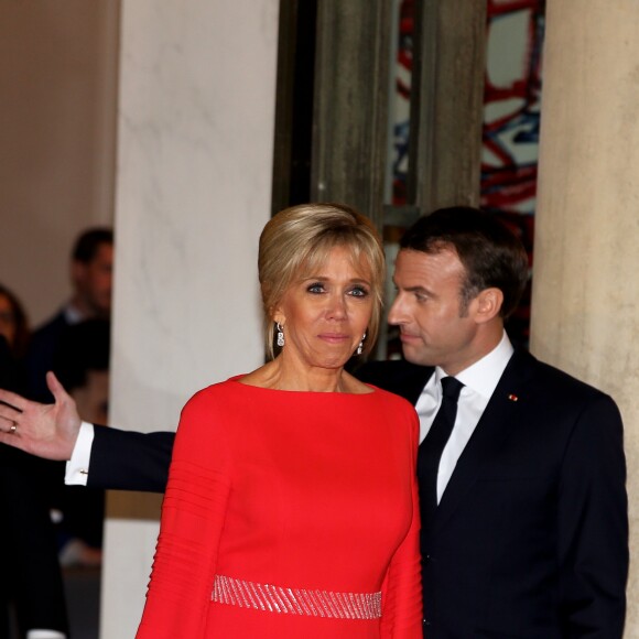 Le président de la République Emmanuel Macron et sa femme Brigitte Macron reçoivent le président de la République populaire de Chine XI Jinping et sa femme femme Peng Liyuan au palais de l'Elysée pour un dîner d'état, Paris, le 25 mars 2019. ©Dominique Jacovides / Bestimage