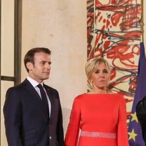 Le président de la République Emmanuel Macron et sa femme Brigitte Macron reçoivent le président de la République populaire de Chine XI Jinping et sa femme femme Peng Liyuan au palais de l'Elysée pour un dîner d'état, Paris, le 25 mars 2019. ©Stéphane Lemouton / Bestimage