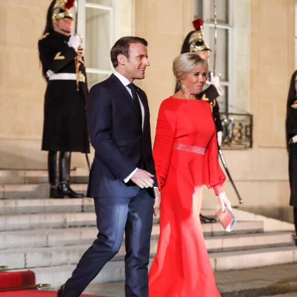 Le président de la République Emmanuel Macron et sa femme Brigitte Macron reçoivent le président de la République populaire de Chine XI Jinping et sa femme femme Peng Liyuan au palais de l'Elysée pour un dîner d'état, Paris, le 25 mars 2019. ©Stéphane Lemouton / Bestimage