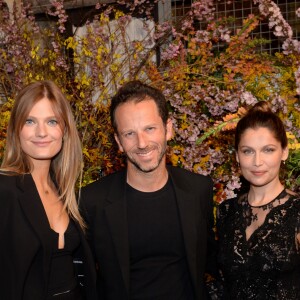 Exclusif - Constance Jablonski (égérie de la marque de lingerie Etam), Laurent Milchior (président directeur général d'Etam) et Laetitia Casta lors de la soirée Etam "French Liberté" dans son nouveau flagship, en travaux, boulevard Haussmann dans le quartier de l'Opéra à Paris, France, le 21 mars 2019. Dîner par le chef Cyril Lignac. C'est dans les lieux nus, bruts et minimalistes, bientôt revisités par l'architecte Winy Maas (Agence MVRDV), que la marque a organisé sa French Liberté Party. Le projet a pour ambition de révéler les volumes, les formes, et la matérialité de la magnifique architecture héritée de Haussmann. L'inauguration est prévue courant de l'été 2019. © Rachid Bellak/Bestimage