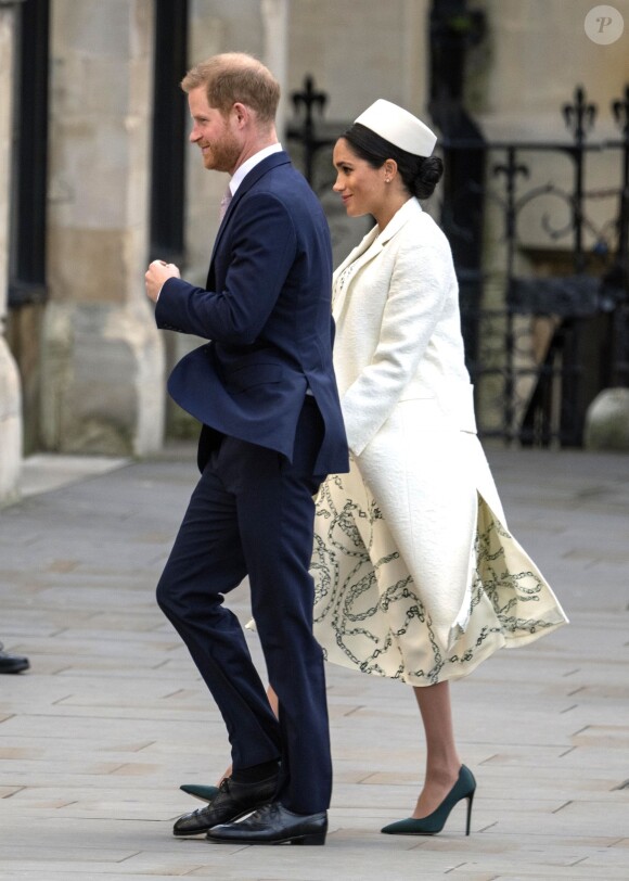 Le prince Harry, duc de Sussex, et Meghan Markle, duchesse de Sussex, lors de la messe en l'honneur de la journée du Commonwealth à l'abbaye de Westminster à Londres, Royaume Uni, le 11 mars 2019.