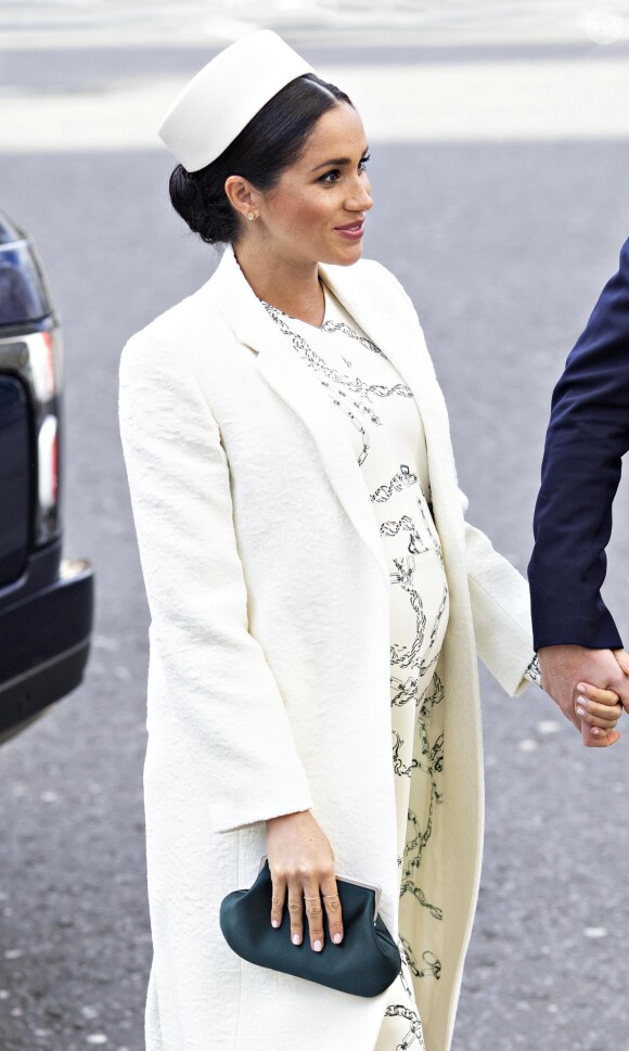 Meghan Markle, duchesse de Sussex lors de la messe en l'honneur de la journée du Commonwealth à l'abbaye de Westminster à Londres, le 11 mars 2019.
